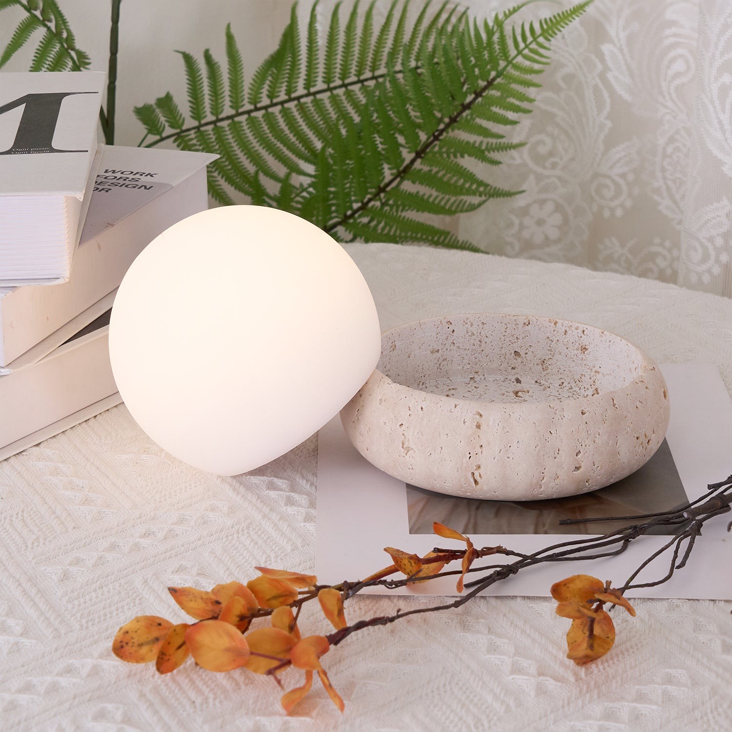 Modern Travertine Cute Mini Orb Table Lamp G40
