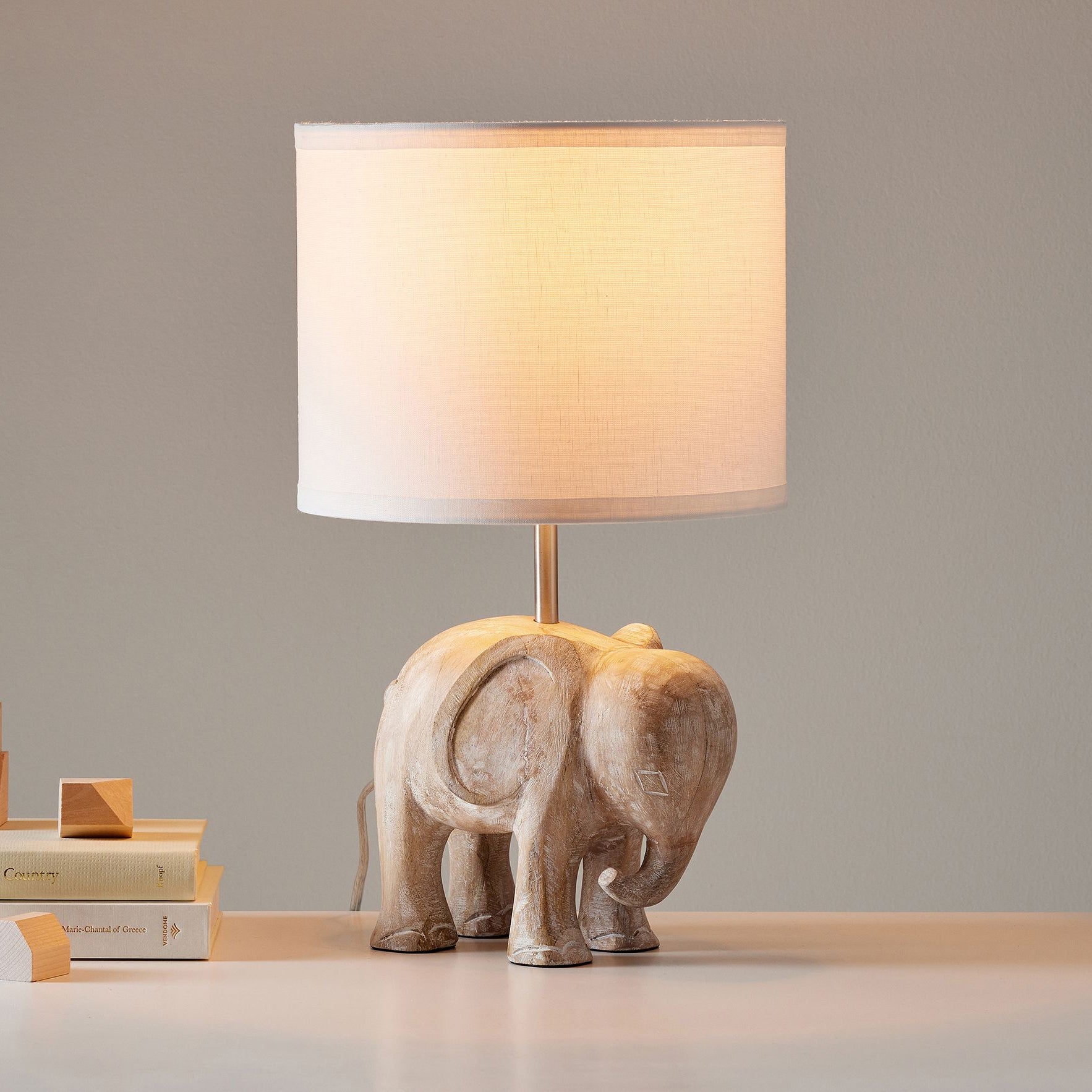 Carved Wood Animal Table Lamp T1745