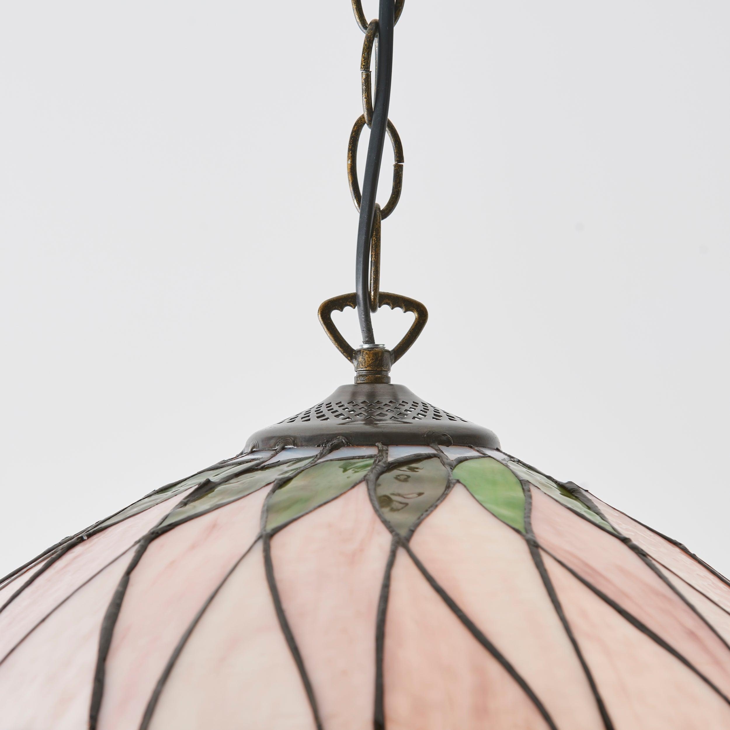 TF Hutchinson Tiffany Glass Pendant Light with Artistic Mosaic Design for Dining and Living Spaces T956