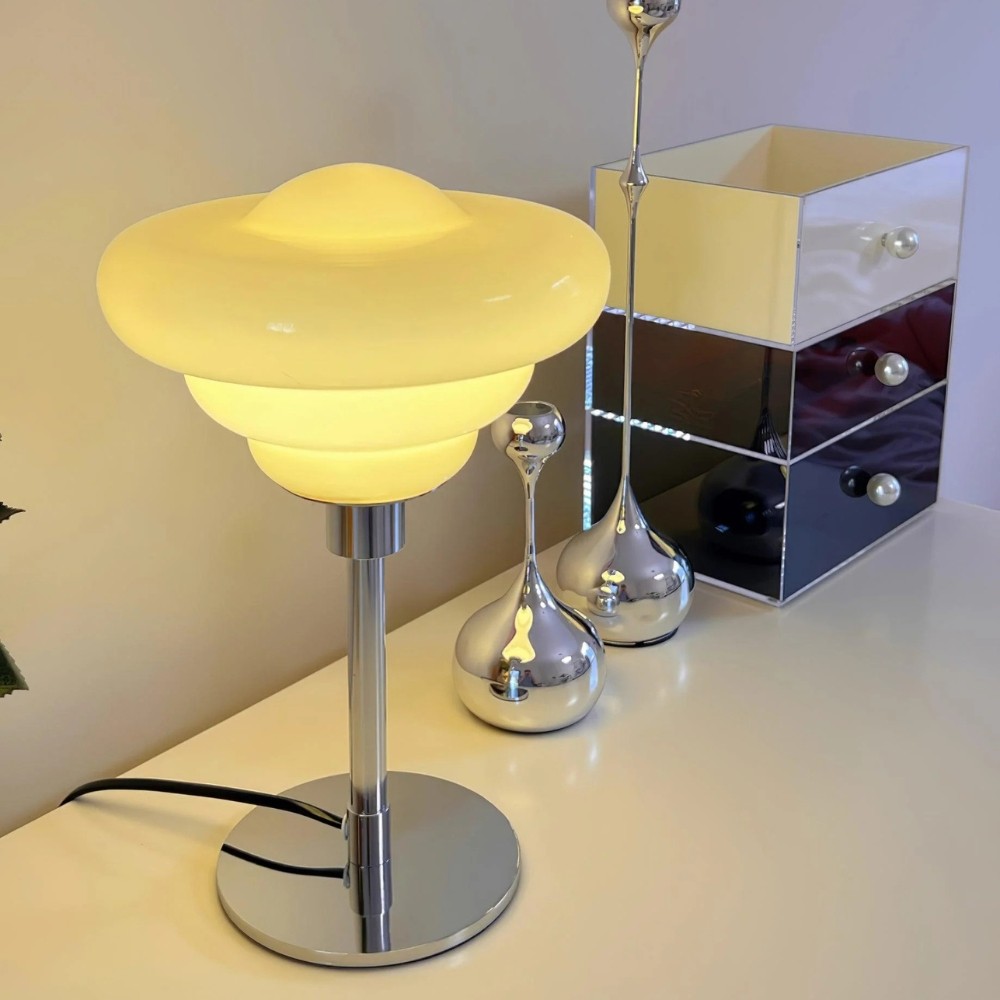 Modern Table Lamp Featuring Textured Glass Shade S247