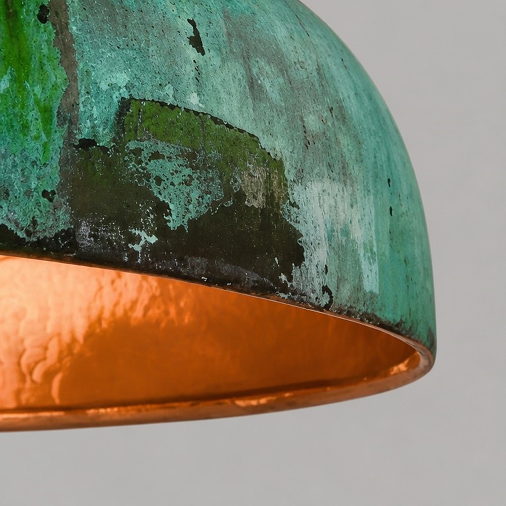 Aerugix Vintage Hammered Copper Dome Pendant Light - Natural Metallic Finish for Dining Room T2250