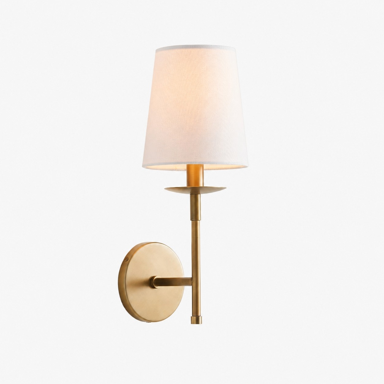 Rowan Iron Wall Sconce - Bronze or Brass with White Linen Shade T053