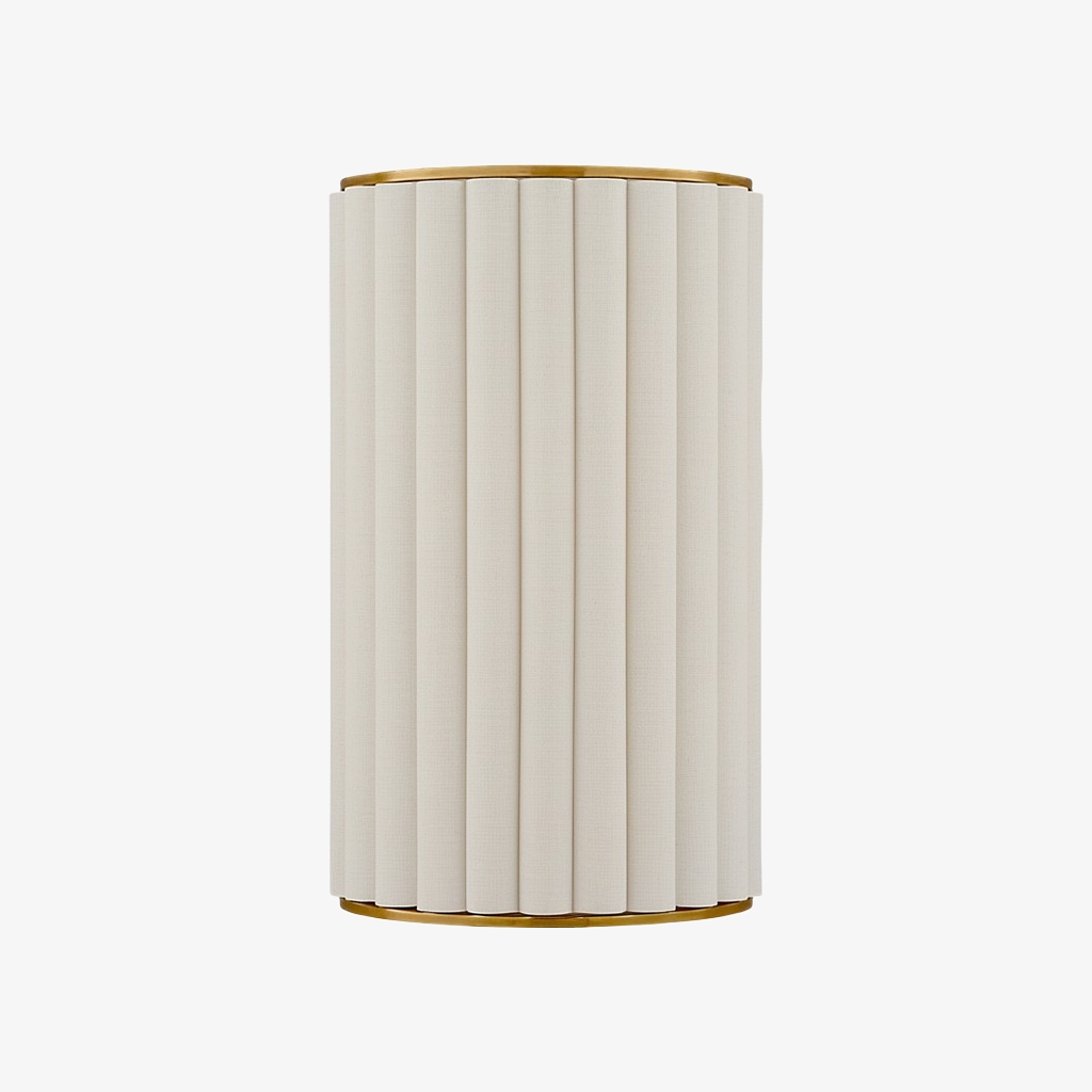 Duova Scalloped Wall Lamp - Antique Brass with Linen Fabric Suitable for Living Room and Bedroom T730