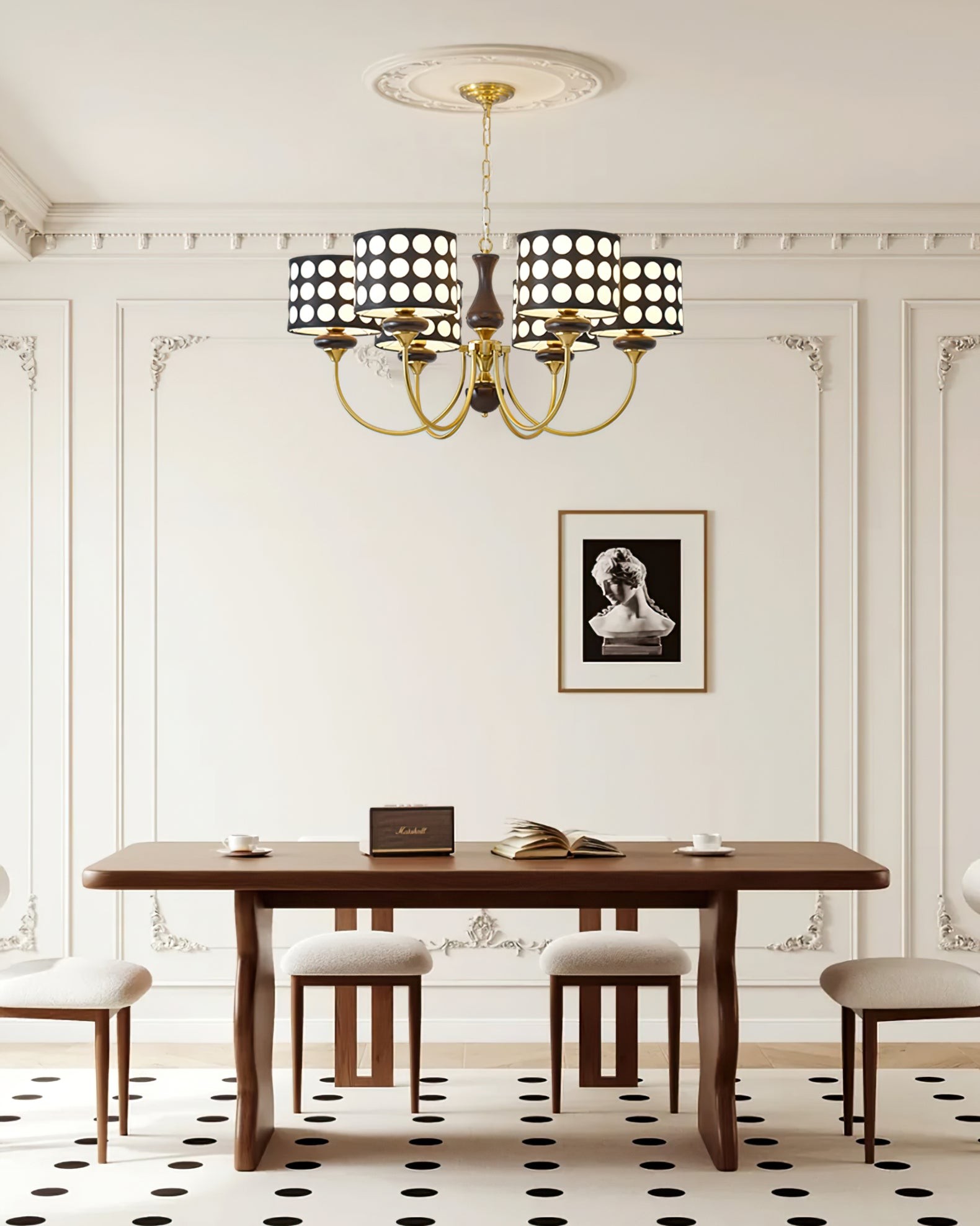 Geometry Black Polka Dots Fabric Chandelier S364