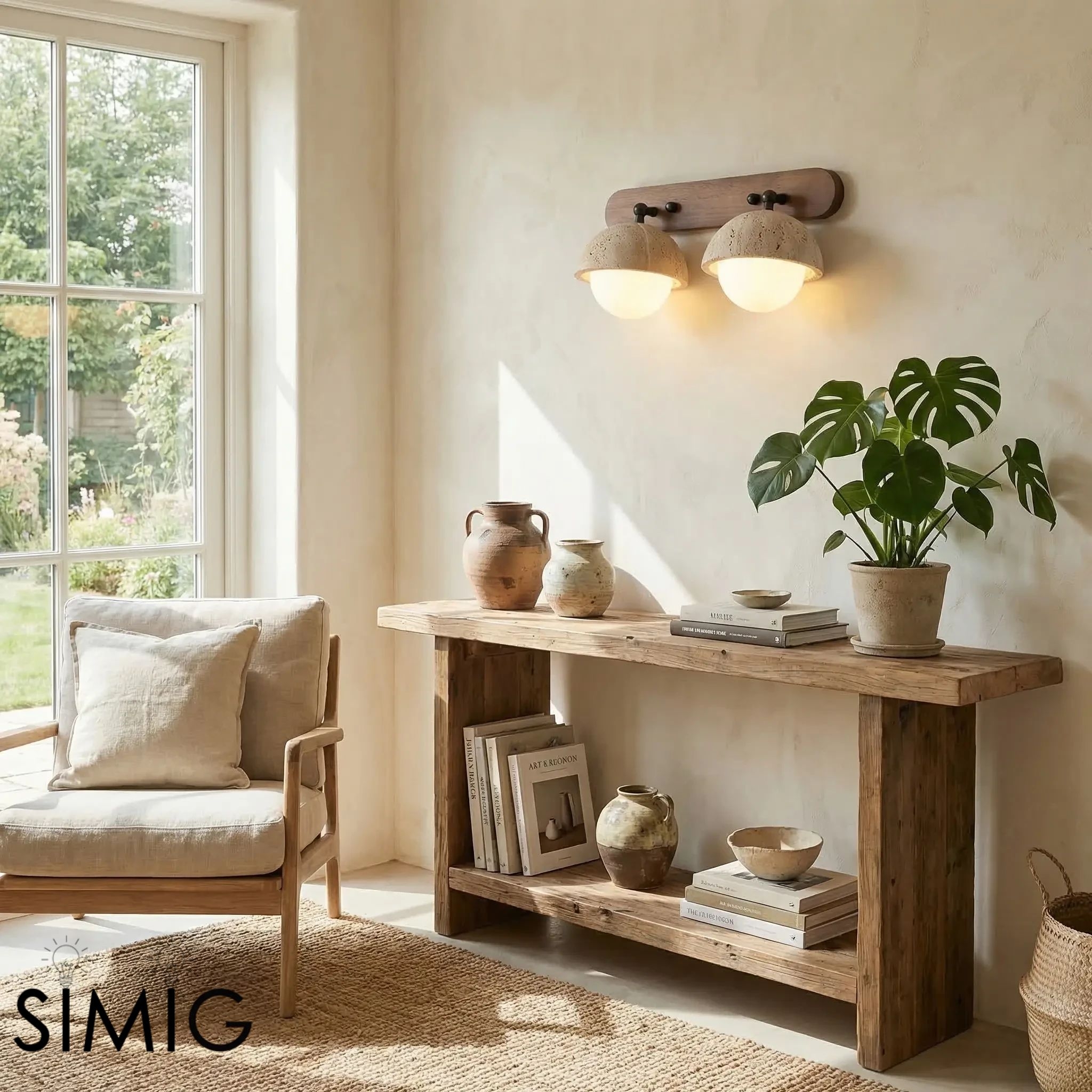 Natural Travertine Wall Sconce – Minimalist Globe Lamp for Hallway S411