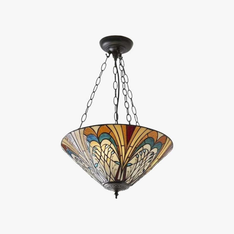 TF Hector Ceiling Light - Handcrafted Stained Glass Design Semi‑Flush or Pendant Fixture for Home T1018