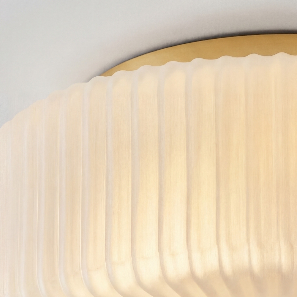 Lunorib Ribbed Opaline Glass Flush Mount Ceiling Light - Modern Hallway Glow T1075
