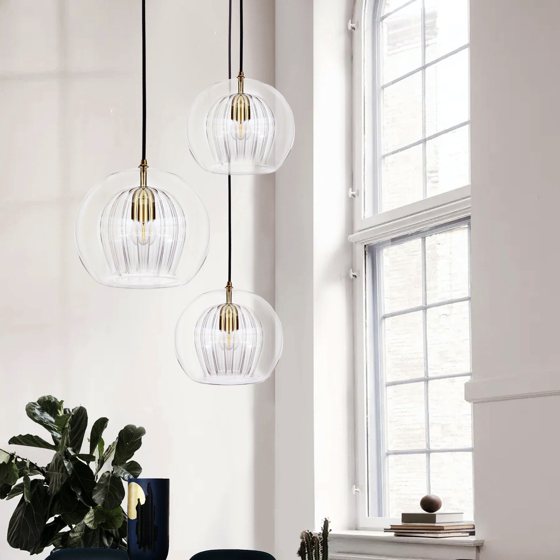 Modern Pleated Glass Pendant Light G49