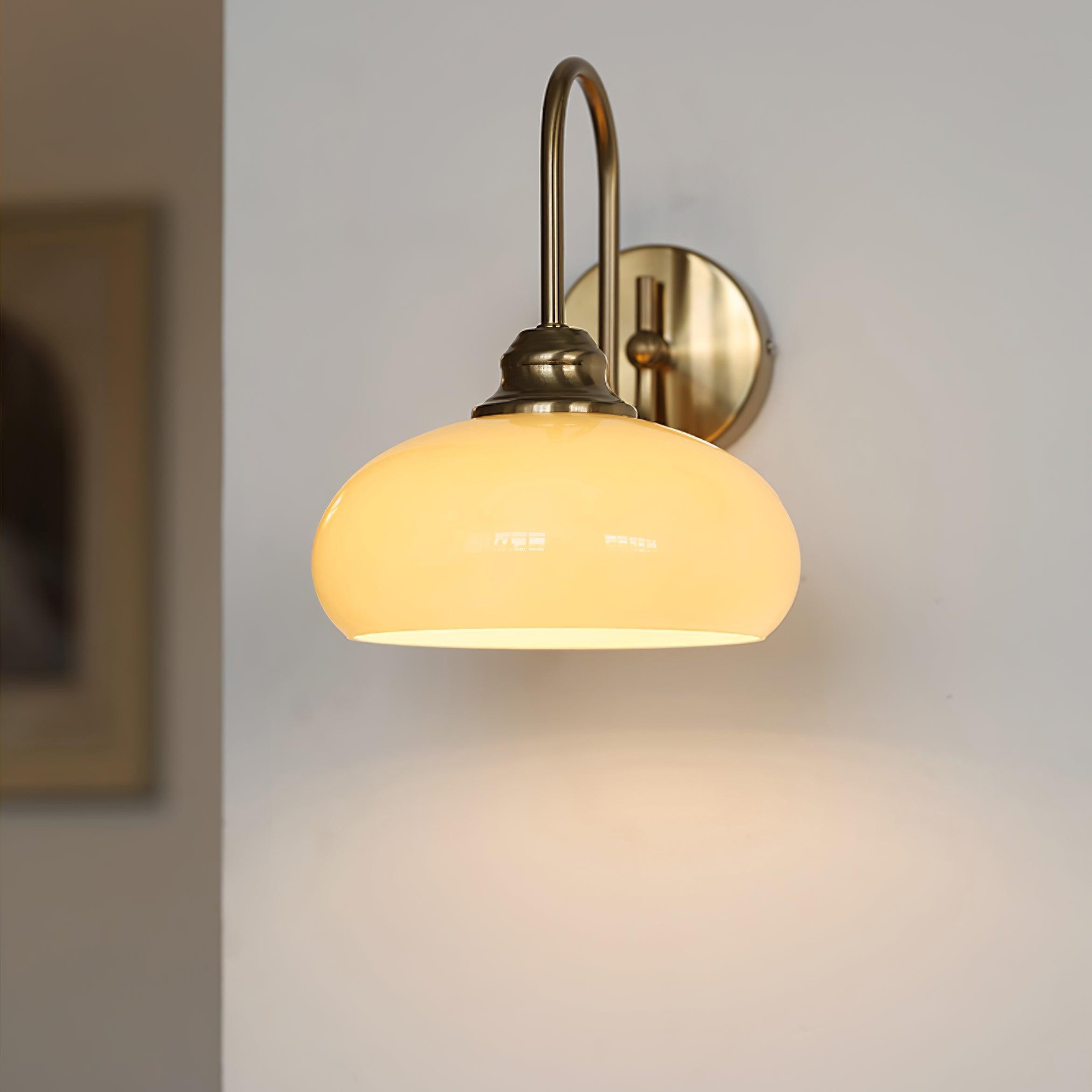 Bauhaus Wind Cream Glass Shade Metal Curved Pole Wall Sconce G45