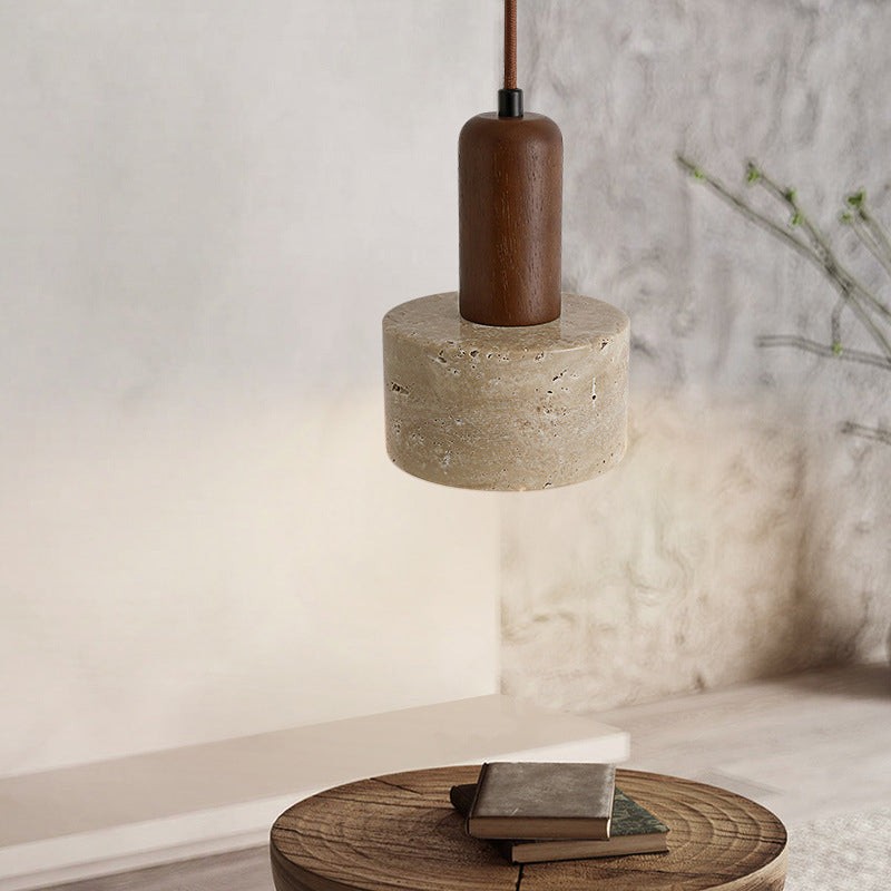 Traditional Retro Cylindrical Solid Wood Pendant Lamp M07
