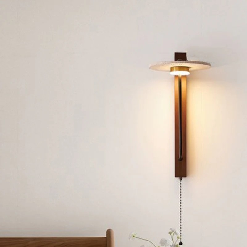 Retro Umbrella LED Wall Light with Solid Wood - Warm Accent Lighting S329