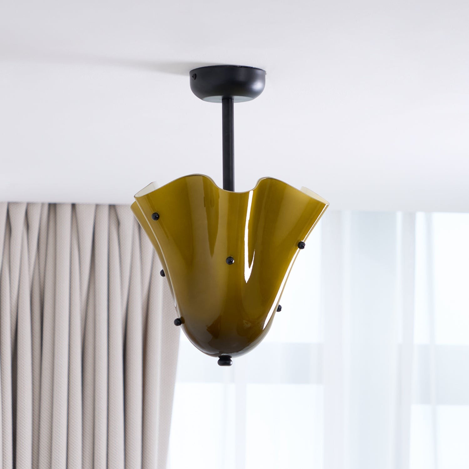 Bellina Petal Fold Glass Ceiling Light - Artistic Fixture for Bedroom T282