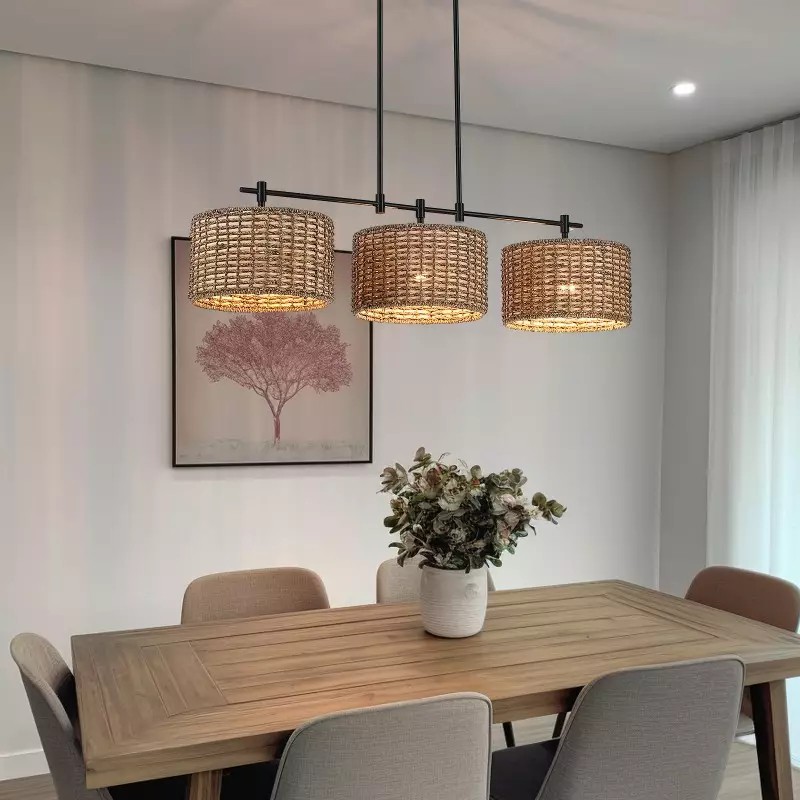 Raphael 3 Light Dimmable Drum Rattan Pendant Lamp S106