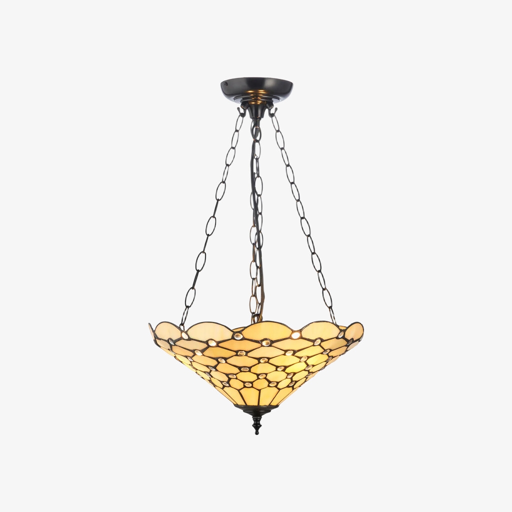 TF Pearl Handcrafted Tiffany Ceiling Light - Art Deco Stained Glass Light for Hallway or Living Room T997