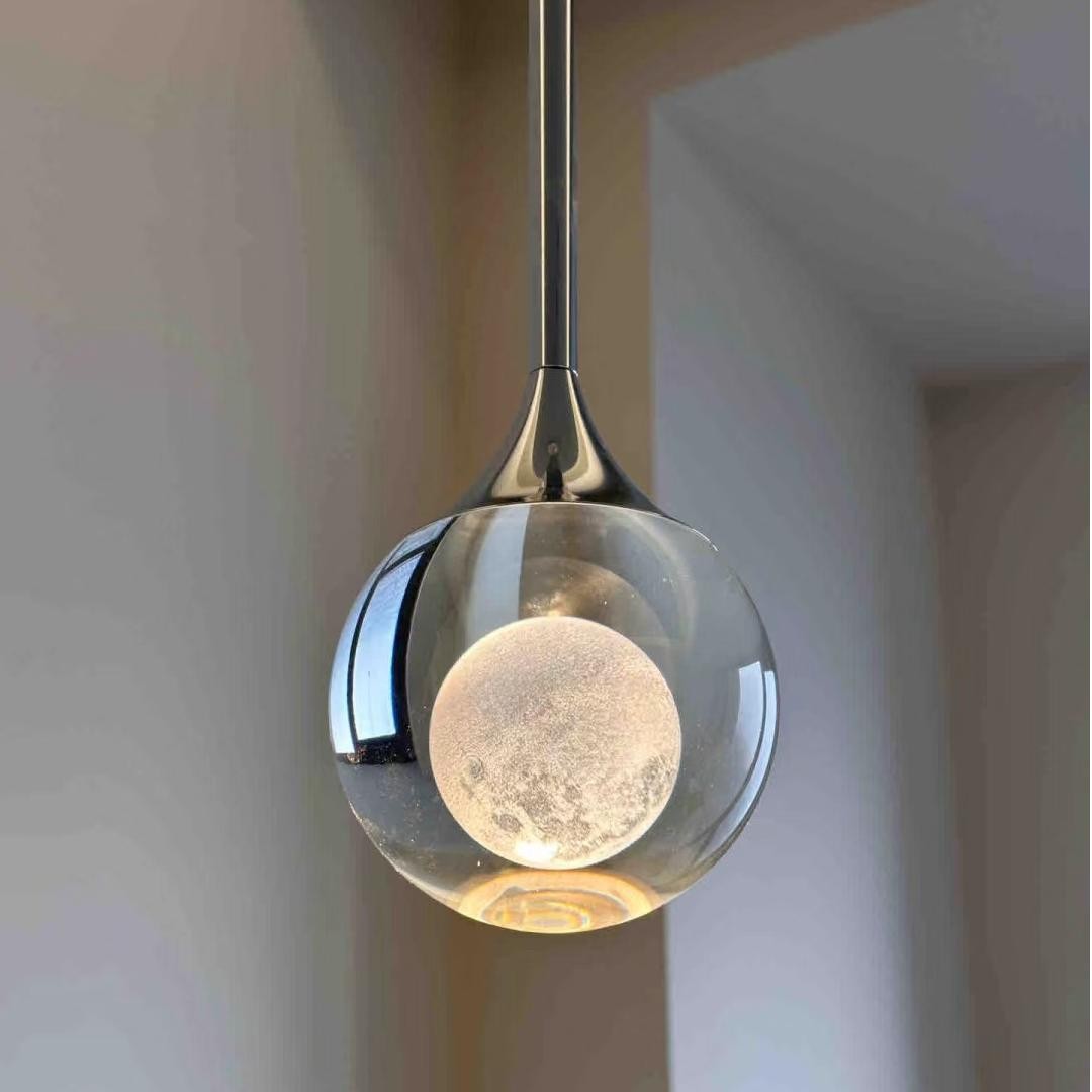 Moon Clear Glass Ball Pendant Light S205