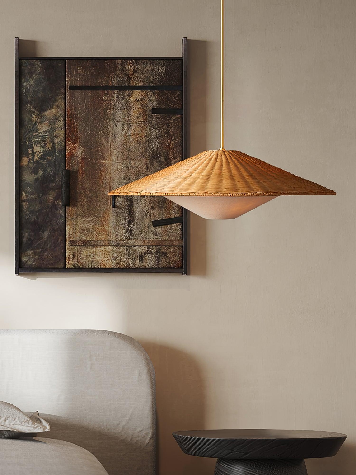 Rattan Hat Pendant Light Suitable For Living Room M513