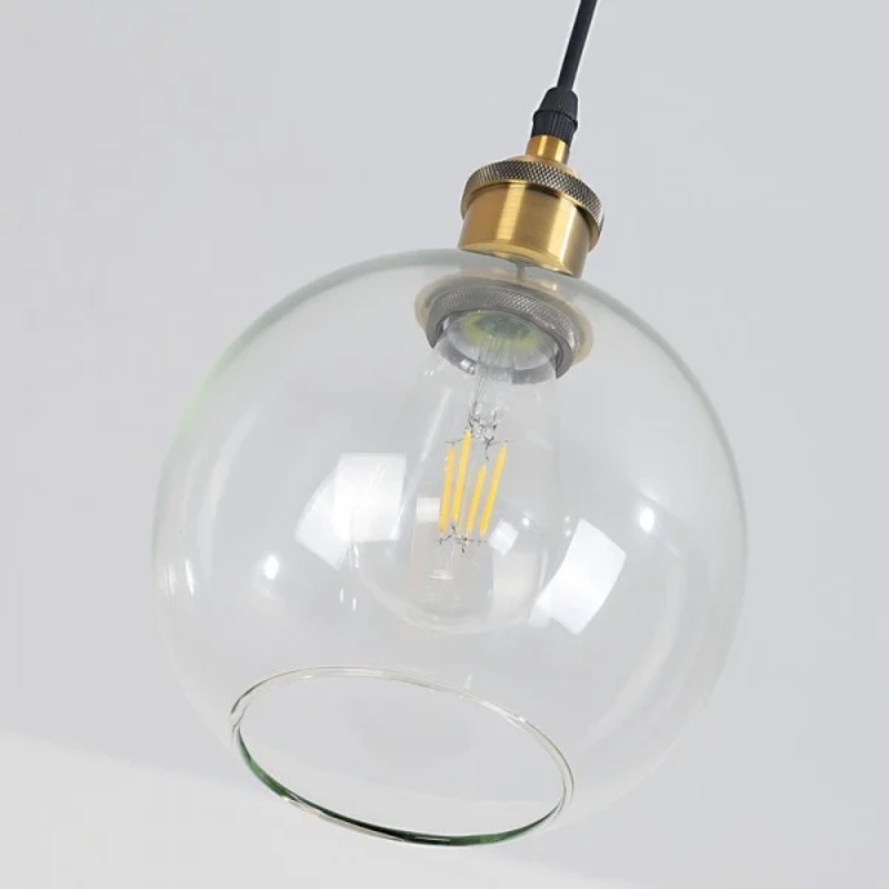 Glavena Vintage Glass Globe Pendant Light - Metal Details Hanging Light for Dining Rooms T1085