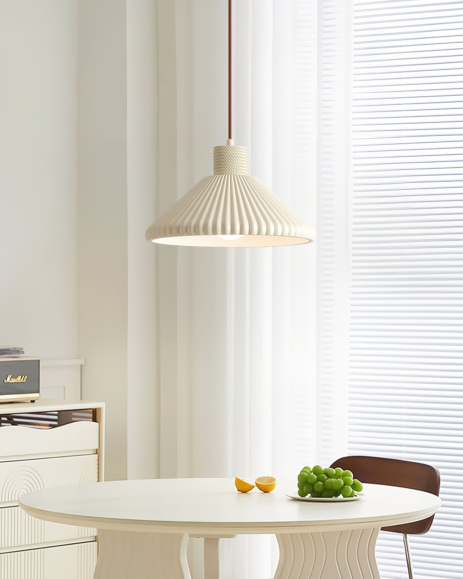 Cream Style Cone Striped Pendant Lamp M229