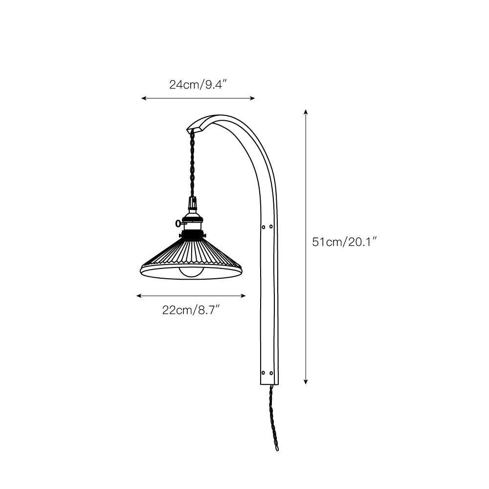 Curved Walnut Ceramic Plug-in Wall Light T1722