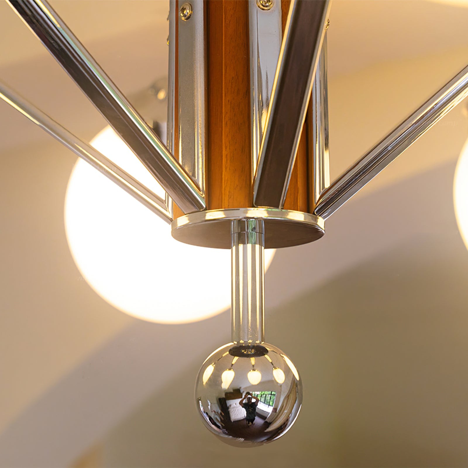 Mid Century Vintage Cream Glass Chandelier M158