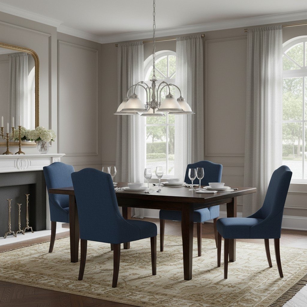 TF Vintora Ribbed Glass Pendant Light - Elegant Metal Trim for Kitchens, Dining Areas and Hallways T1022