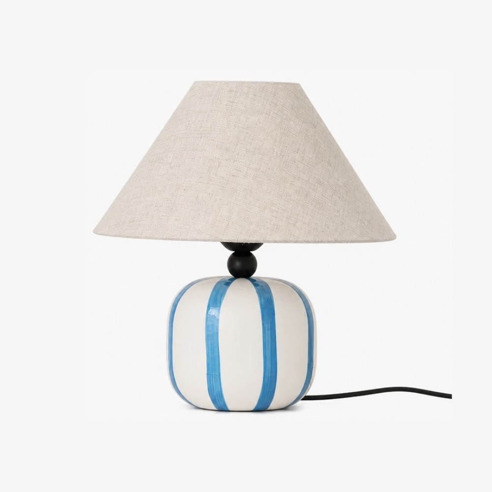 Ceruna Ceramic Table Lamp with Fabric Lampshade - Modern Minimalist Fixture for Reading or Lounge Areas T2281