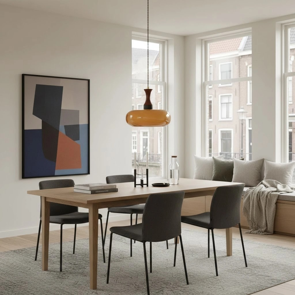 Velora Scandinavian Farmhouse Pendant with Glass Shade Modern Plug-In Design T1162
