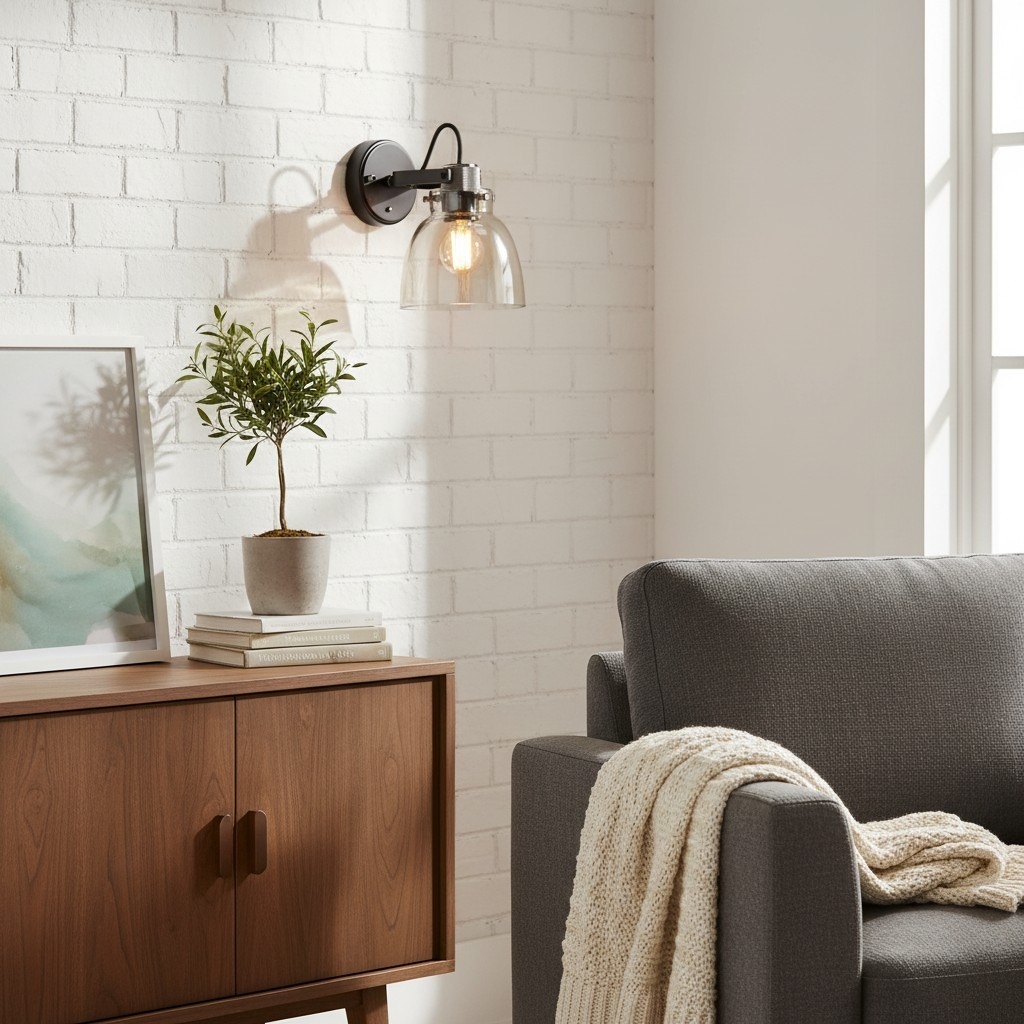 Readium Modern Glass-Shaded Wall Lamp - Adjustable Head for Bedrooms and Hallways T873