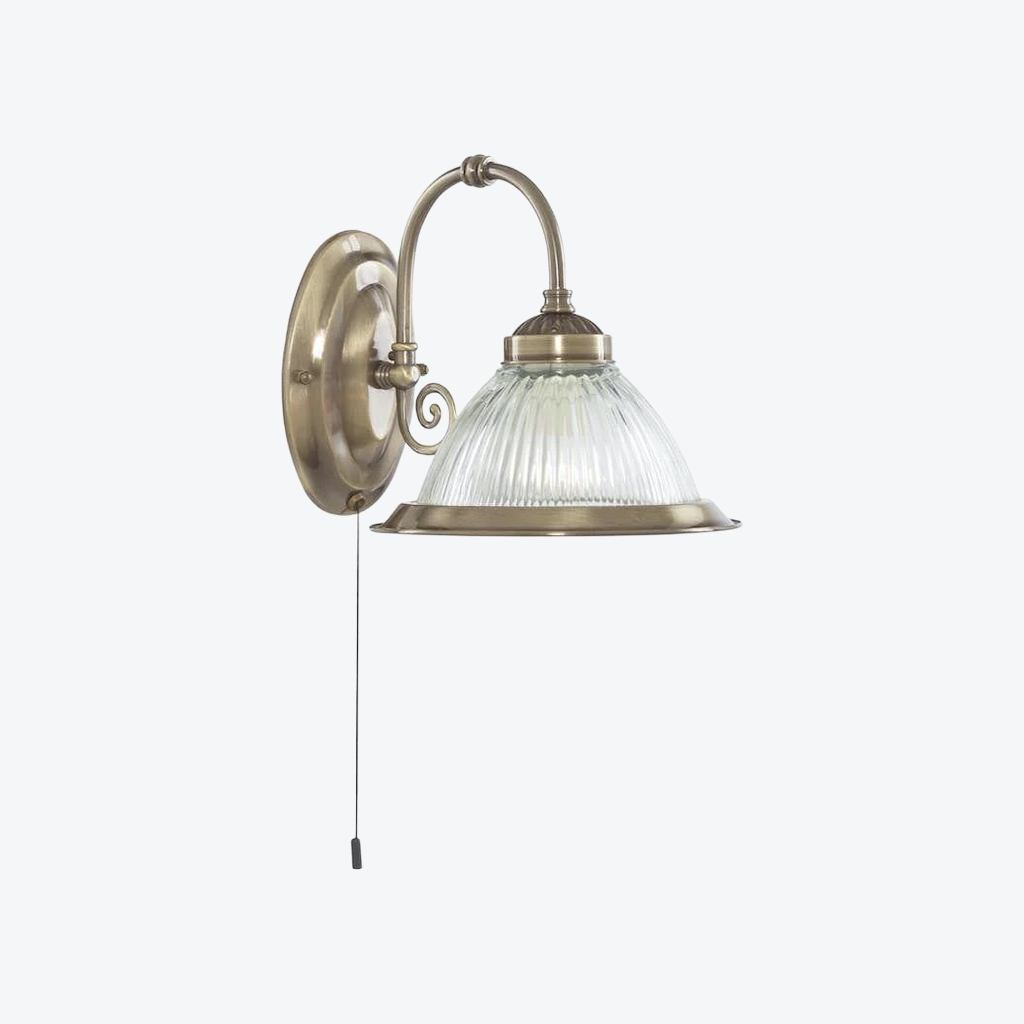 TF Vintora Ribbed Glass Wall Lamp - Industrial Bell Shape for Diner and Hallway T1004
