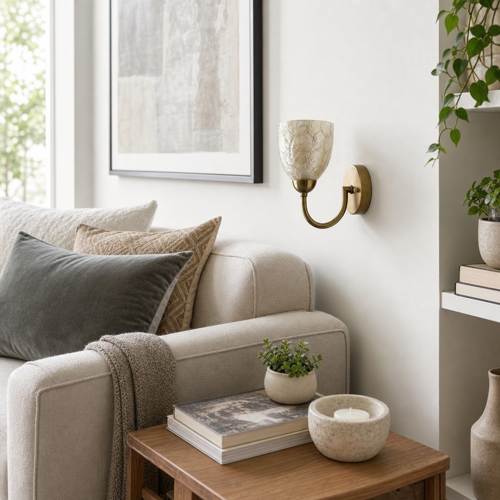 Nacrelith Wall Sconce - Modern Capiz Shell Lamp for Bedroom T2235