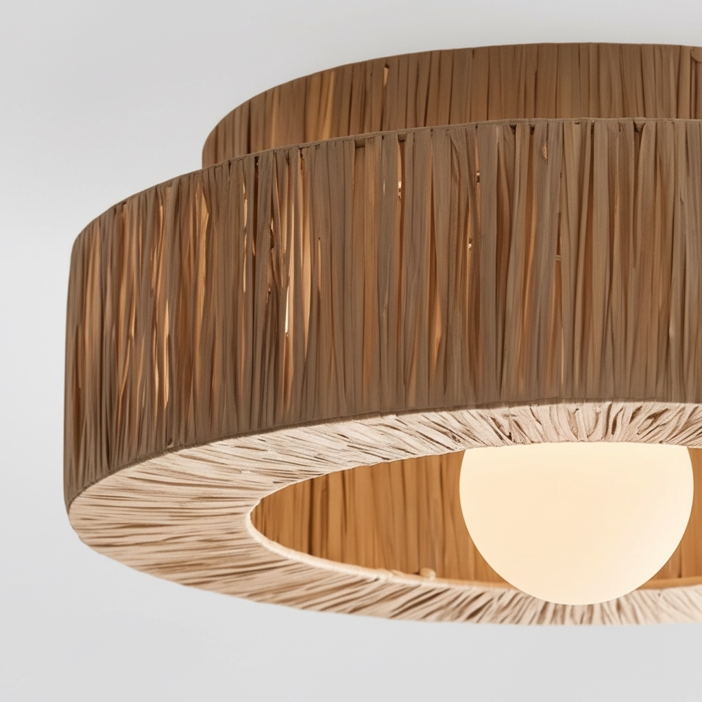 Welanery Minimal Rustic Natural Woven Ceiling Light - Sustainable Lamp for Kitchen or Hallway T1218