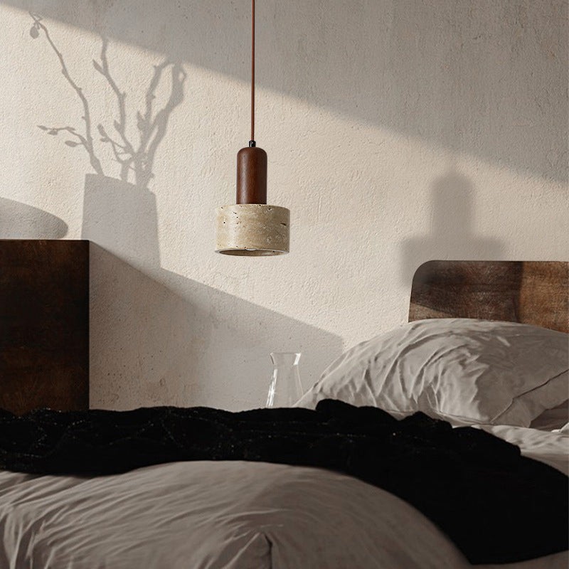 Traditional Retro Cylindrical Solid Wood Pendant Lamp M07