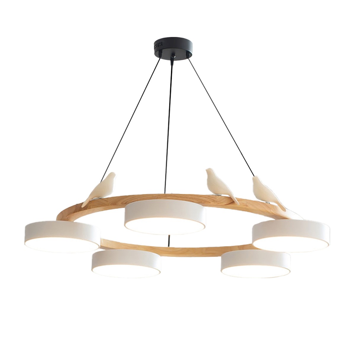 Nordic Wooden Bird Creative Round Chandelier S206