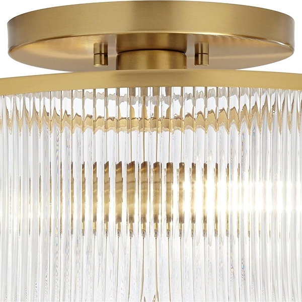 Rilona Clear Glass Drum Semi Flush Ceiling Light - Farmhouse Retro Styley U13