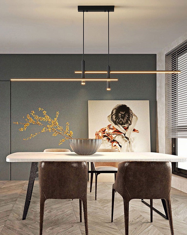 Modern Minimalist Sleek Metal Rod Chandelier M34