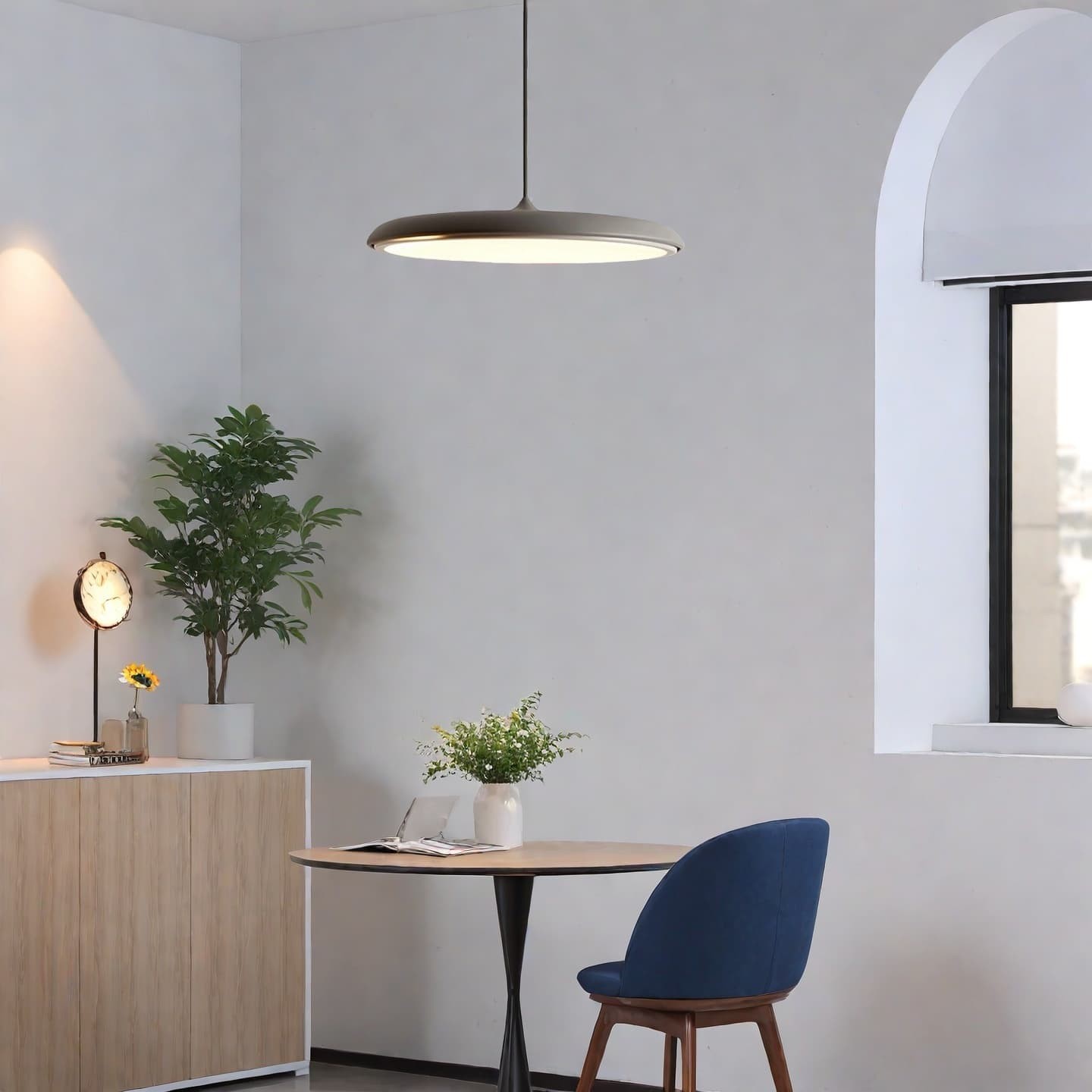 Modern Metal Saucer Pendant Light – Slim Design with LED Lighting M45