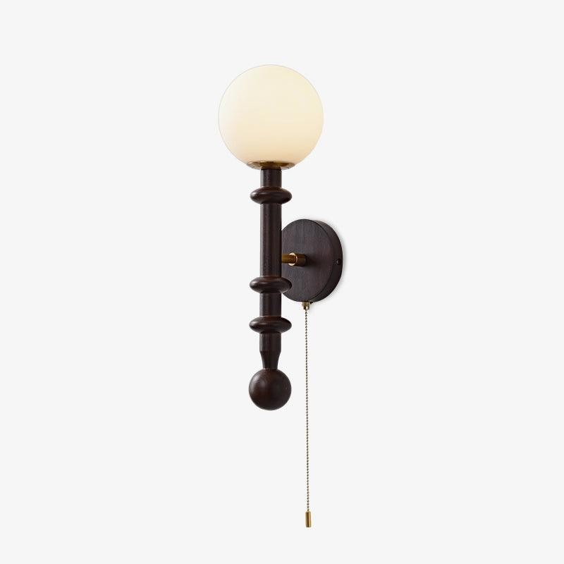 French Simple Vintage Bedside Wooden Glass Wall Lamp M322