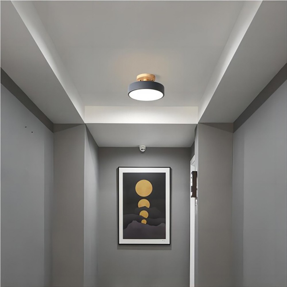 Nordic Macaroon Wooden Round Ceiling Lamp S90