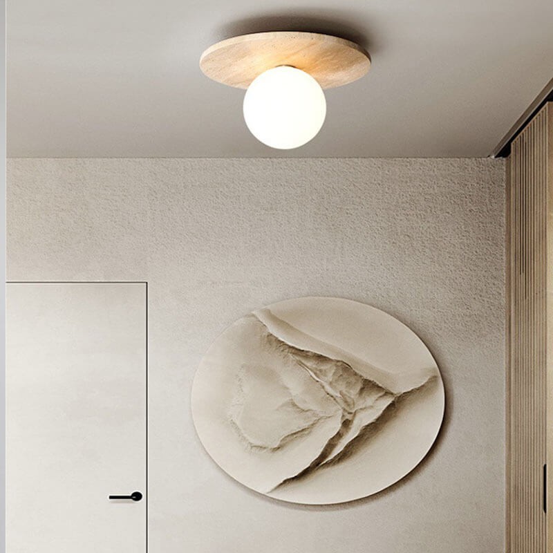 Natural Stone Travertine Ceiling Light - Minimalist Cylindrical Lamp G31