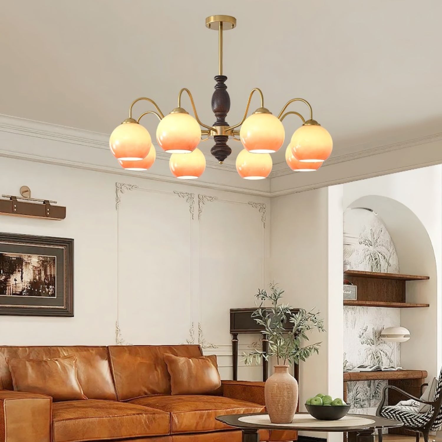 French Medieval Style Caramel Orb Chandelier M567
