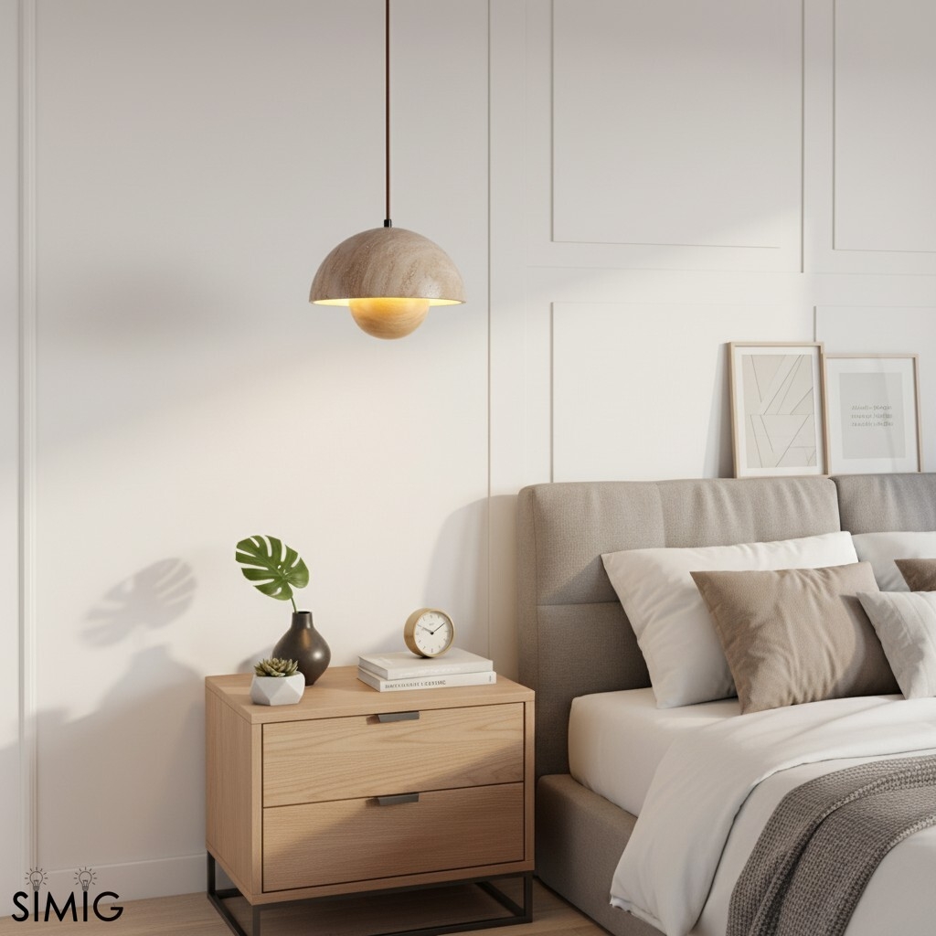 Semicircular Pendant Lamp - Modern Travertine Living Room G70