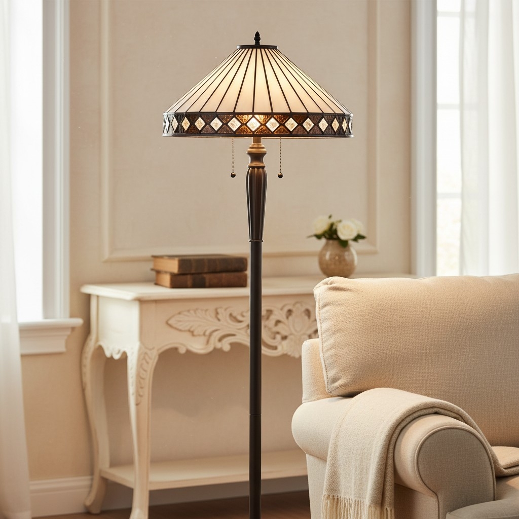 TF Fargo Geometric Art Deco Tiffany Floor Lamp for Living Room Corner Lighting T857
