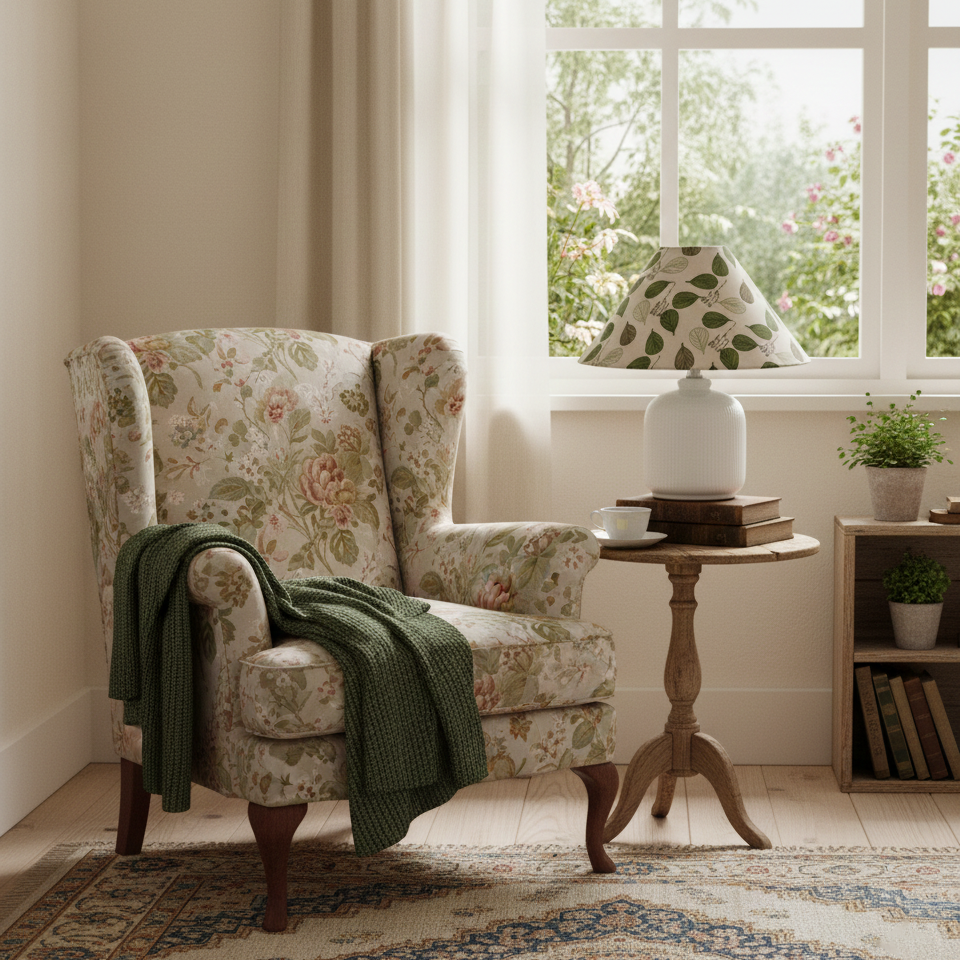 Evergreen Floral Table Lamp T1551