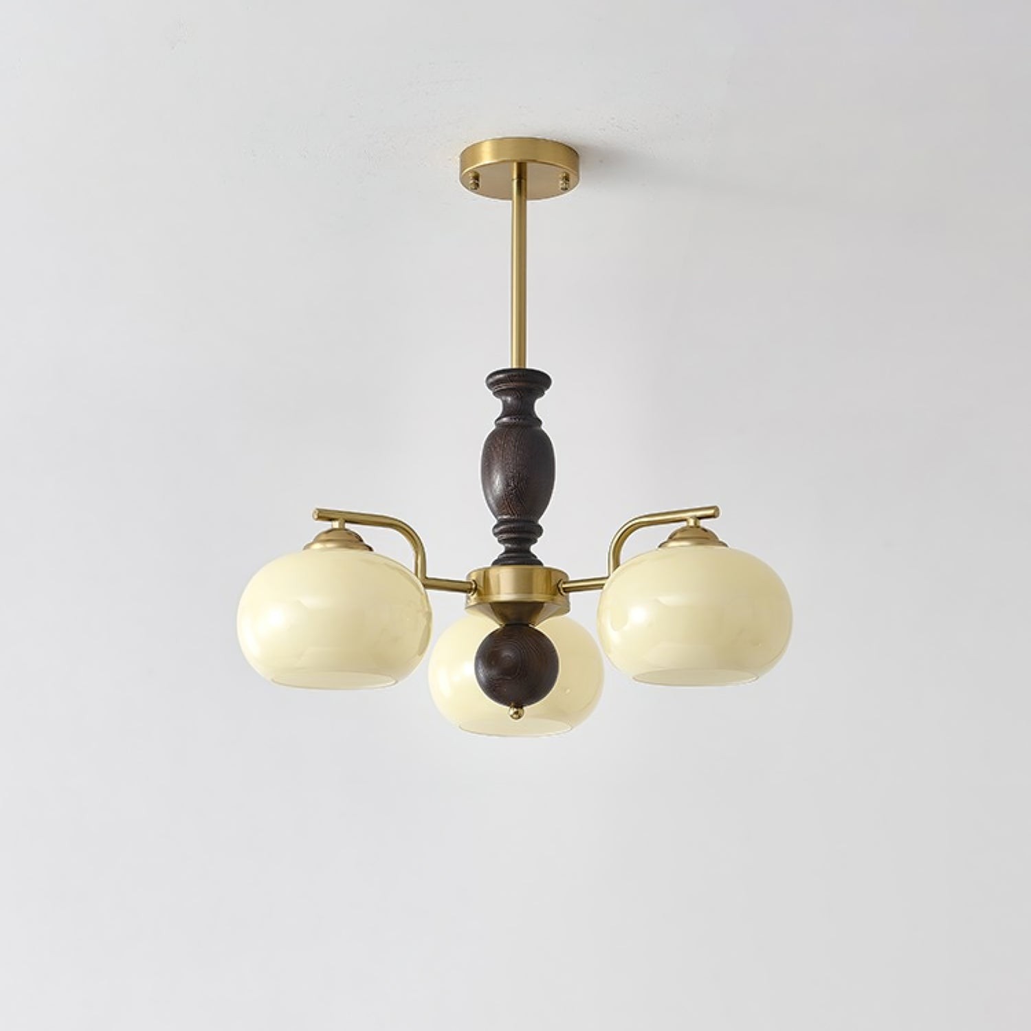 Medieval Style Walnut Beige Orb Chandelier M485