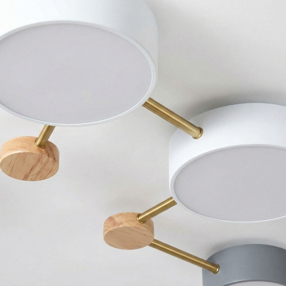 Contemporary LED Ceiling Lamp - Nordic Circle with Wood Branches for Bedroom S382
