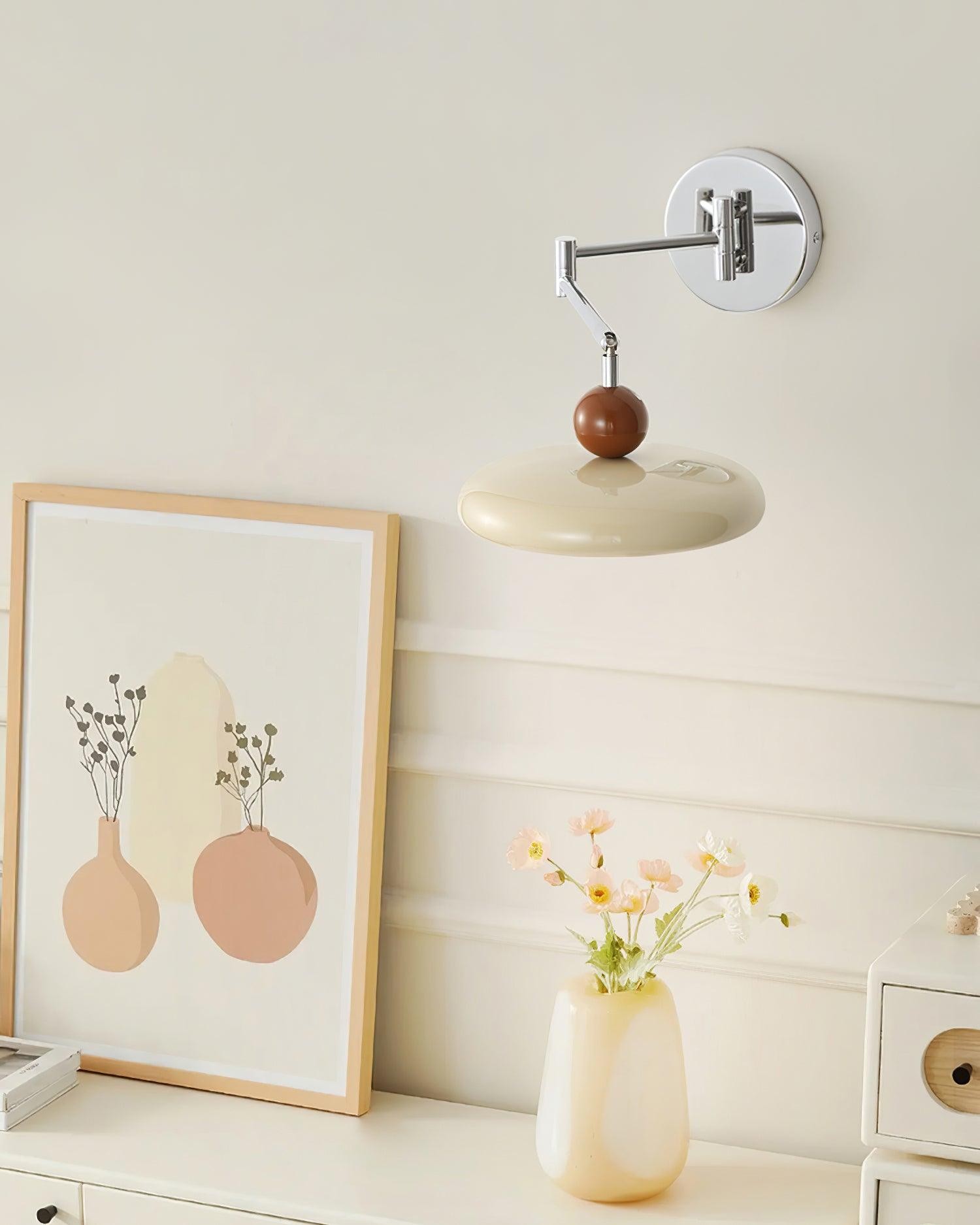 Cream Style Adjustable Swing Arm Disc Reading Wall Lamp M141
