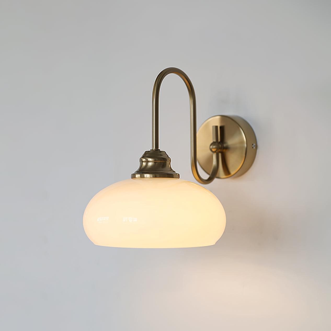 Bauhaus Wind Cream Glass Shade Metal Curved Pole Wall Sconce G45
