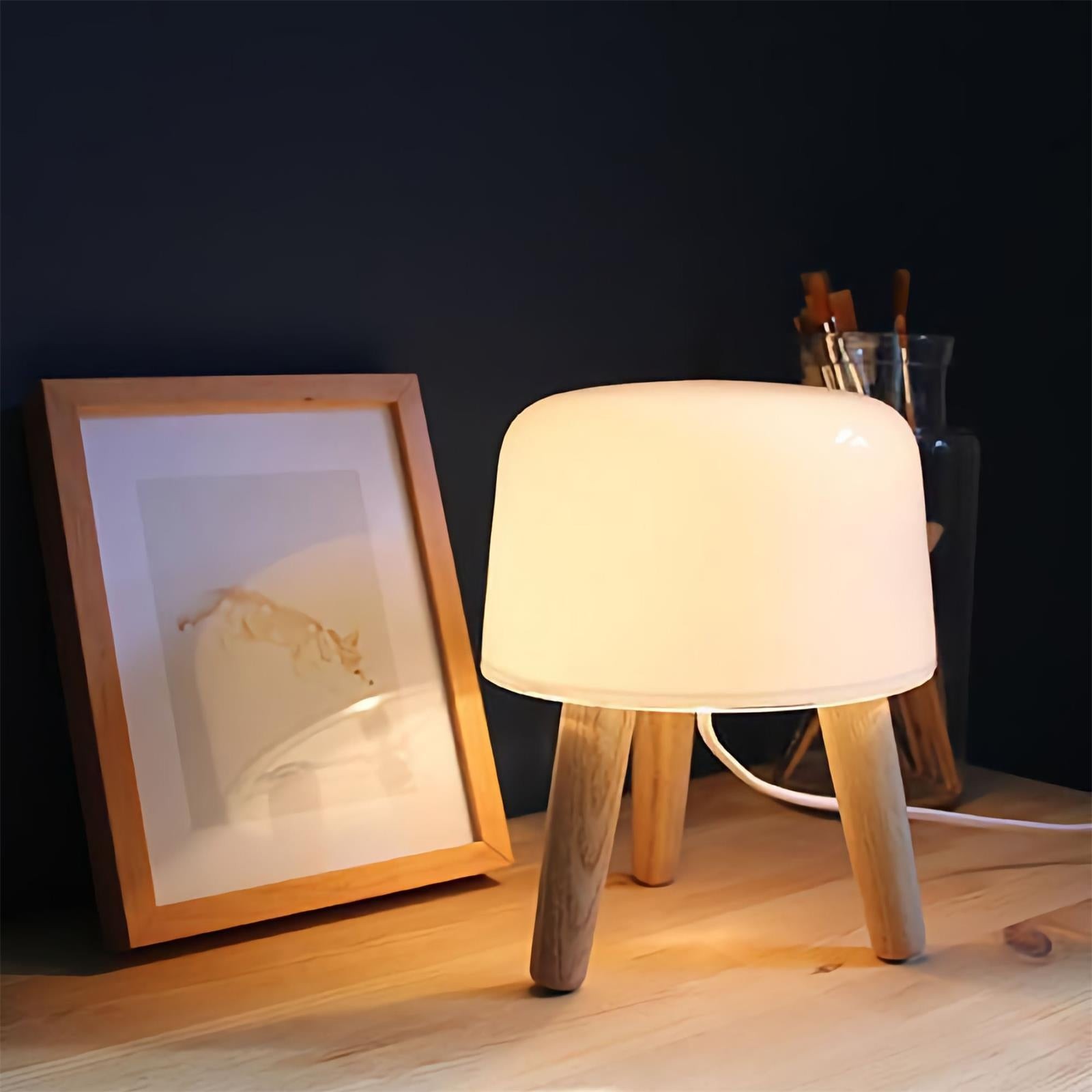 Nordic Wood Decorative Glass Table Lamp For Bedroom M255