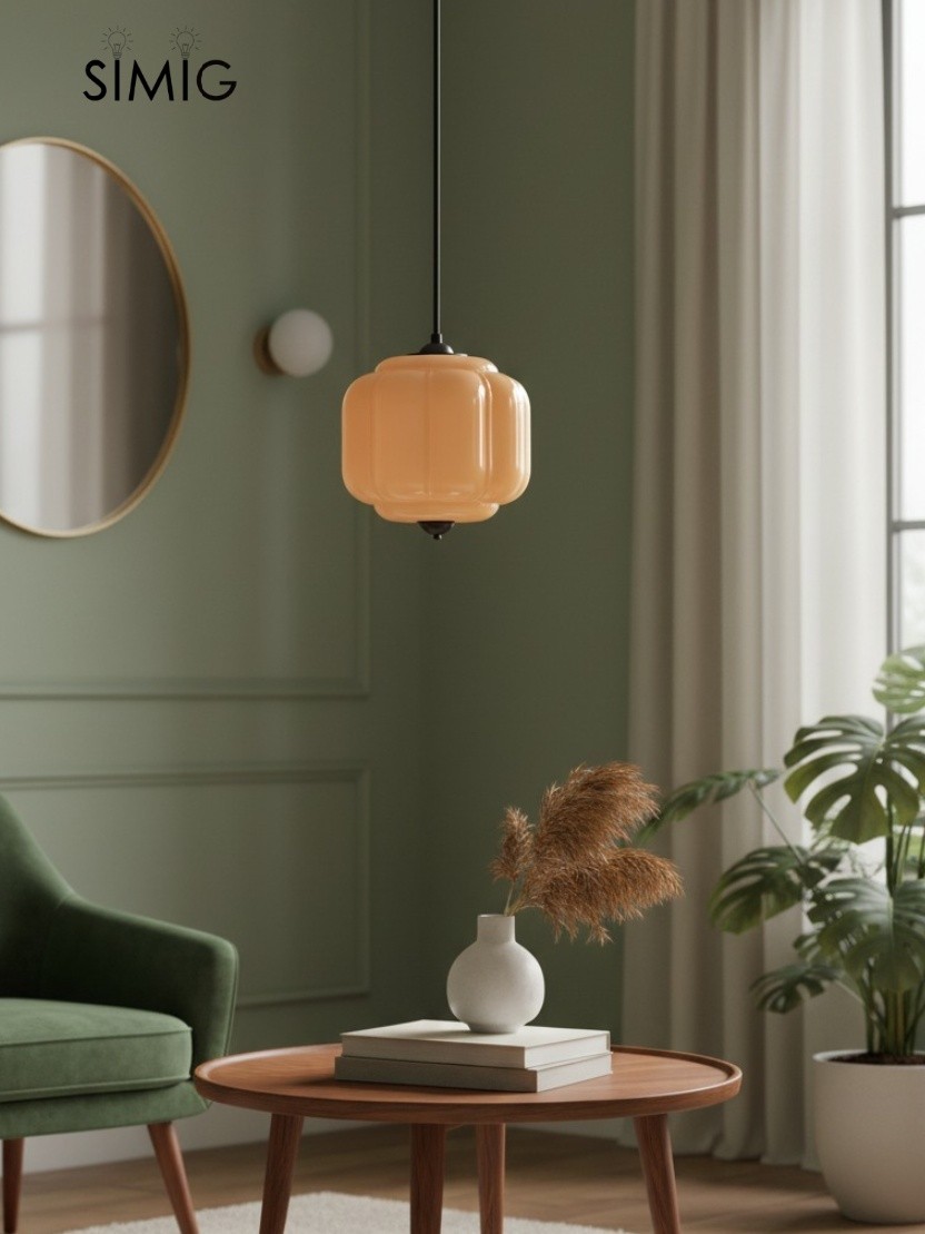 Eloise Vintage Milk Glass Pendant Light - Chic Retro Lighting for Dining Rooms S215