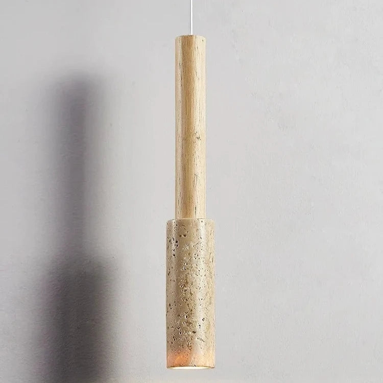 Cream Travertine Long Tube Pendant Light T2156